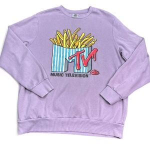 MTV Sweatshirt Womens Size Large French Fries Big Logo VTG Style Pullover